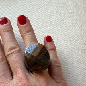 Faceted Brown Tiger Eye Cocktail Ring